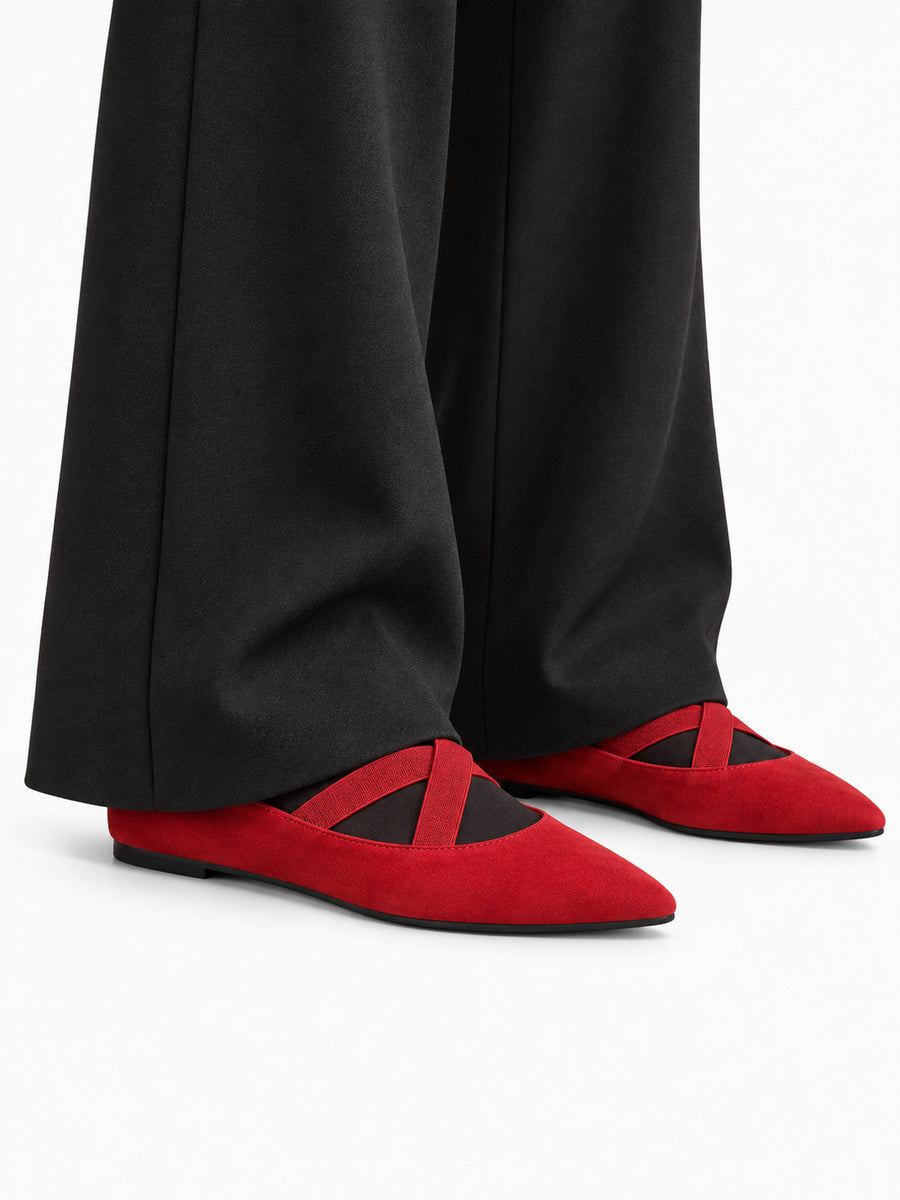 Rosine – Ballerine à bride élastique femme – Rouge — portée