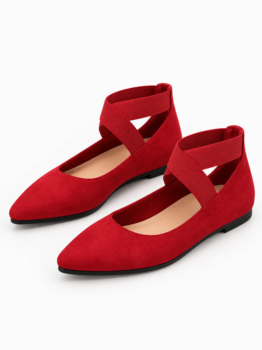 Rosine – Ballerine à bride élastique femme – Rouge — trois quarts