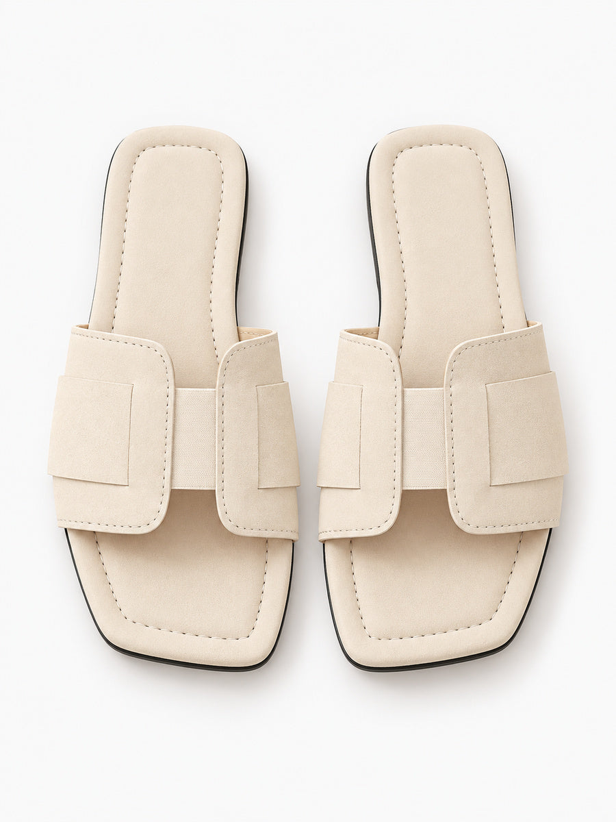 Ruth – Sandale plate tissée femme – Beige — dessus