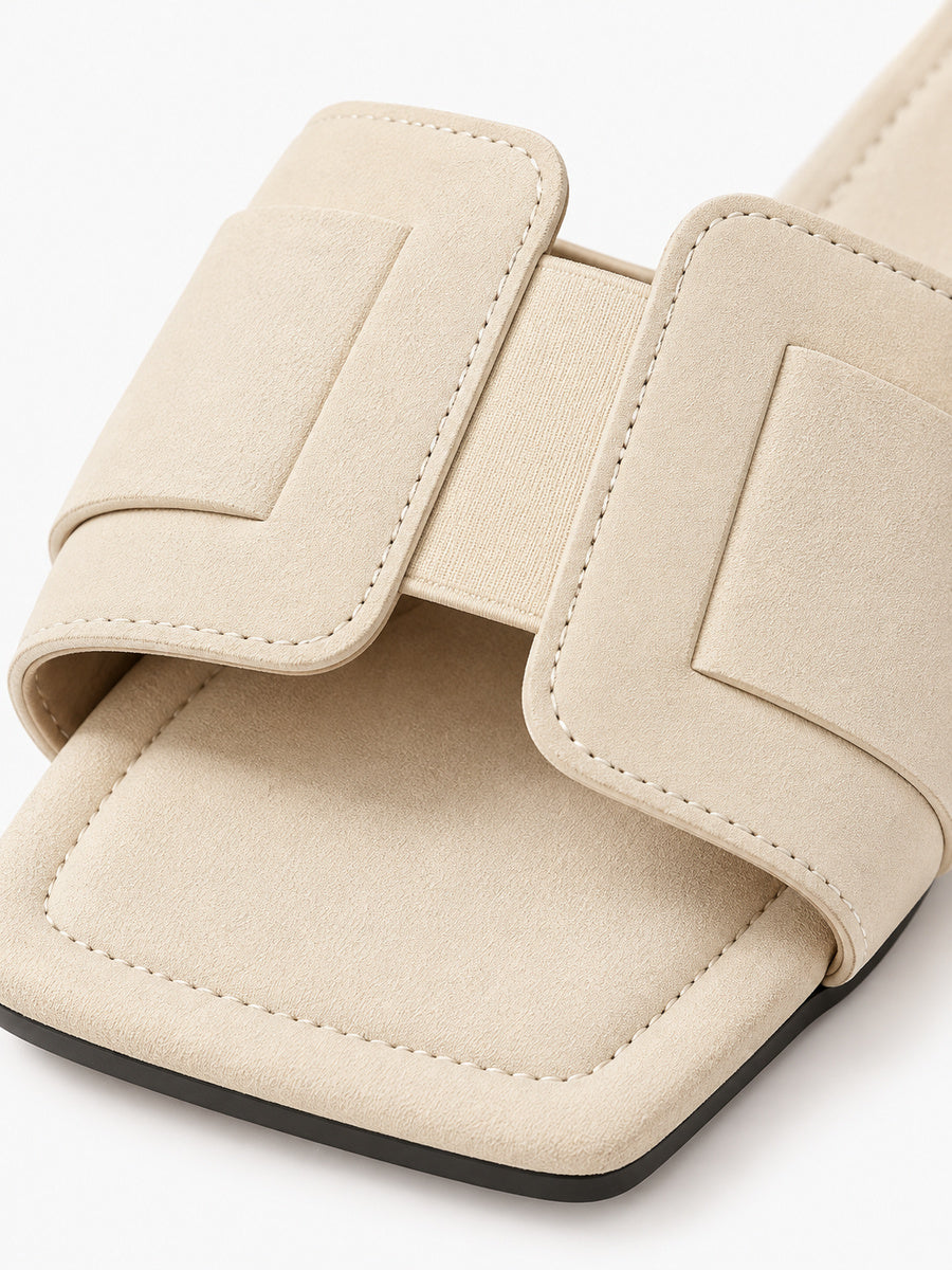 Ruth – Sandale plate tissée femme – Beige — détail