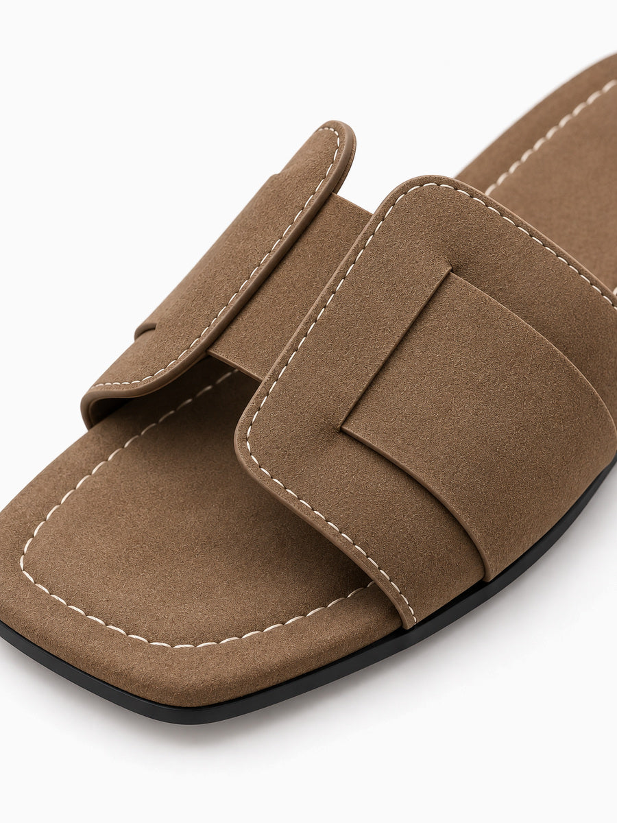 Ruth – Sandale plate tissée femme – Marron — détail