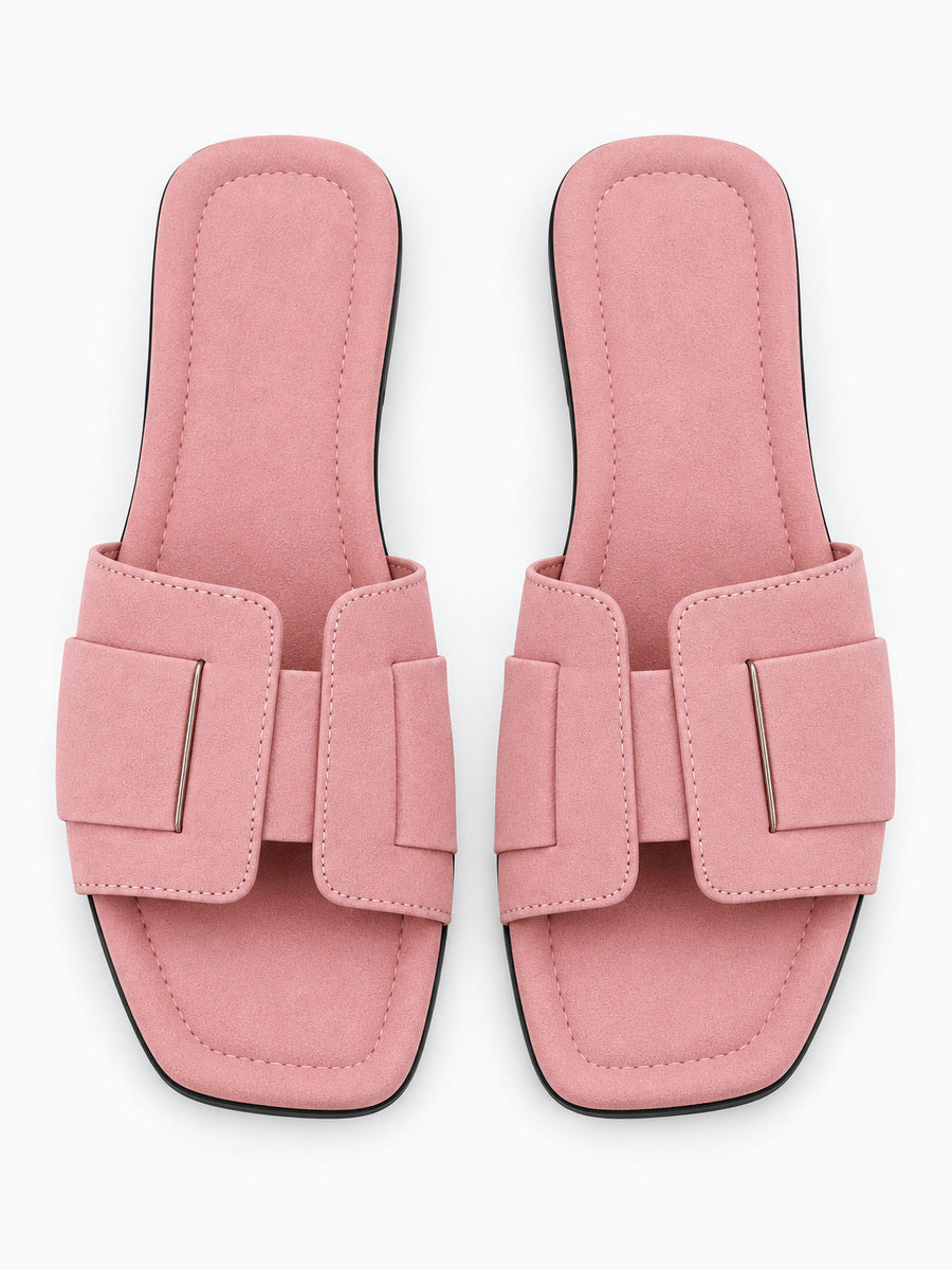 Ruth – Sandale plate tissée femme – Rose — dessus
