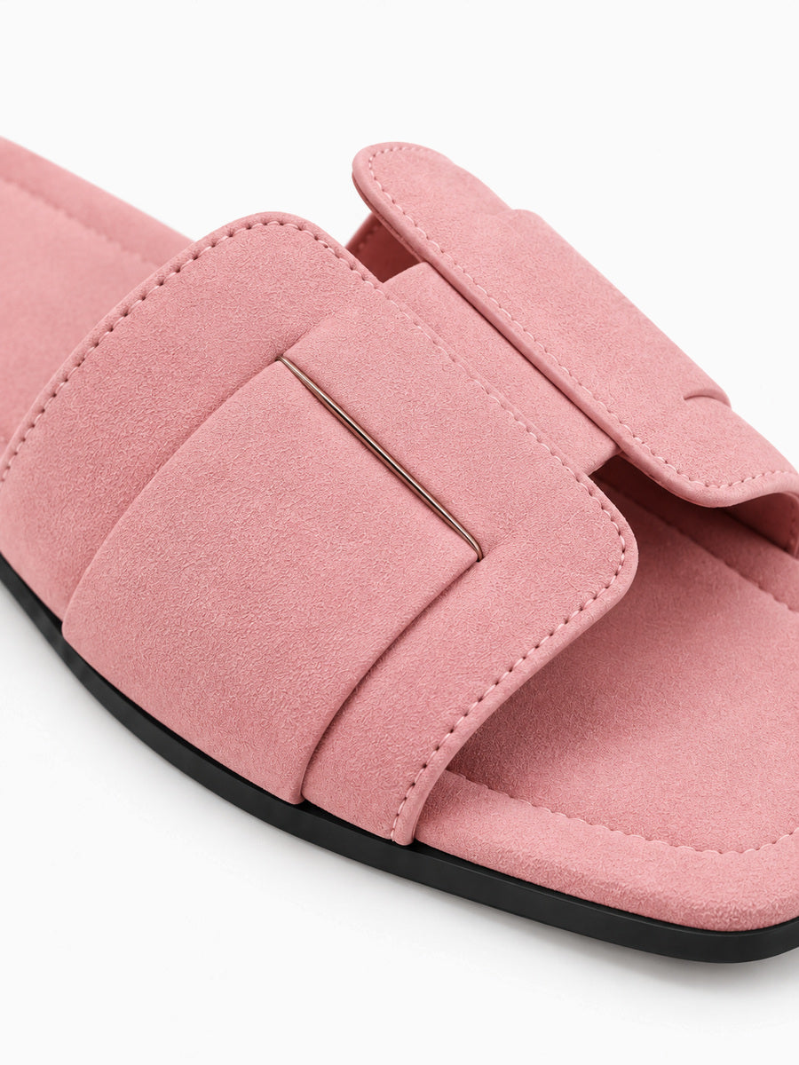 Ruth – Sandale plate tissée femme – Rose — détail