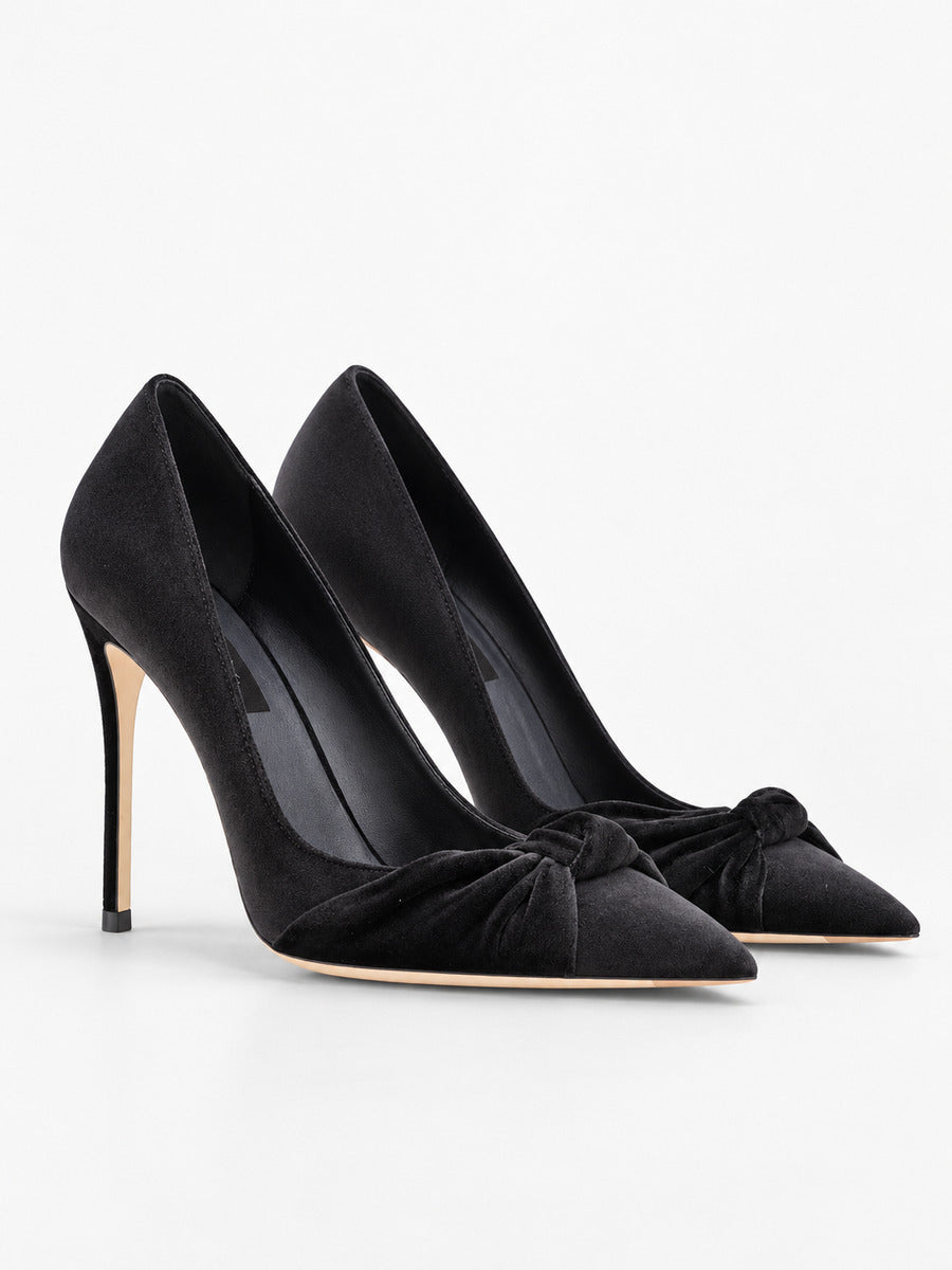 Sabrina – Escarpin à nœud en flock femme — paire 3/4