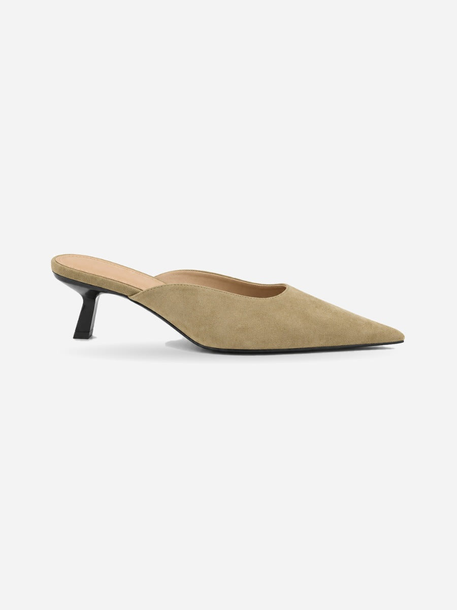 Sabrina-Rose – Mule léopard pointue à petit talon femme – Kaki — profil droit