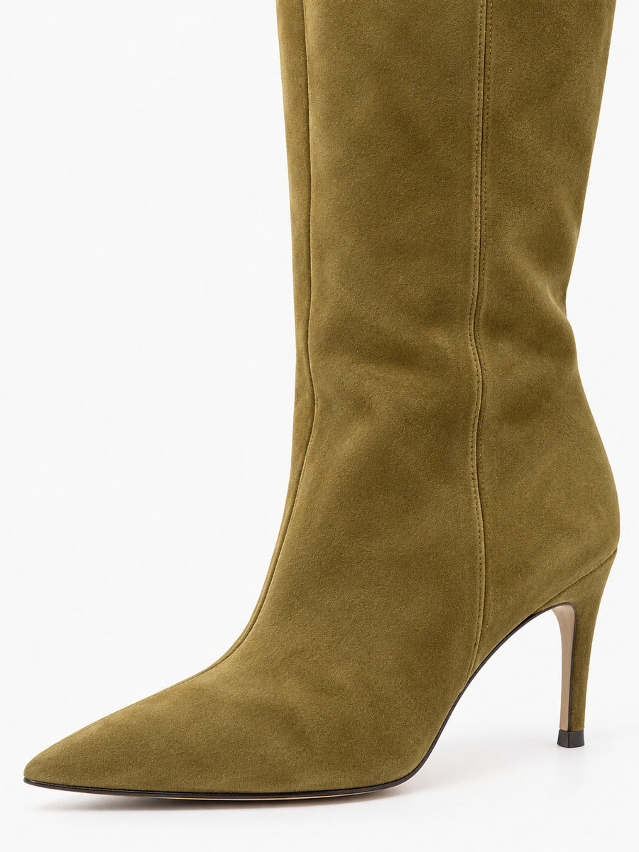 Sarah – Botte haute à talon haut pointue femme — détail