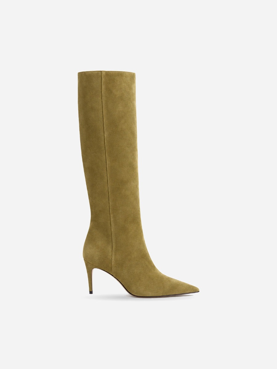 Sarah – Botte haute à talon haut pointue femme — profil droit