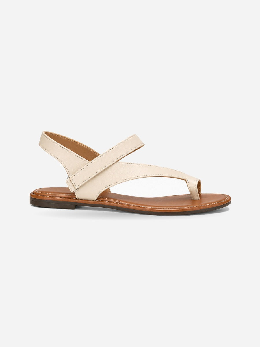 Saskia – Tong plate romaine femme – Beige — profil droit