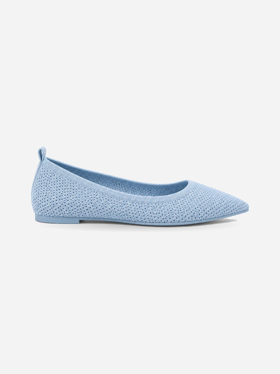 Sélène – Ballerine en maille femme – Bleu — profil droit