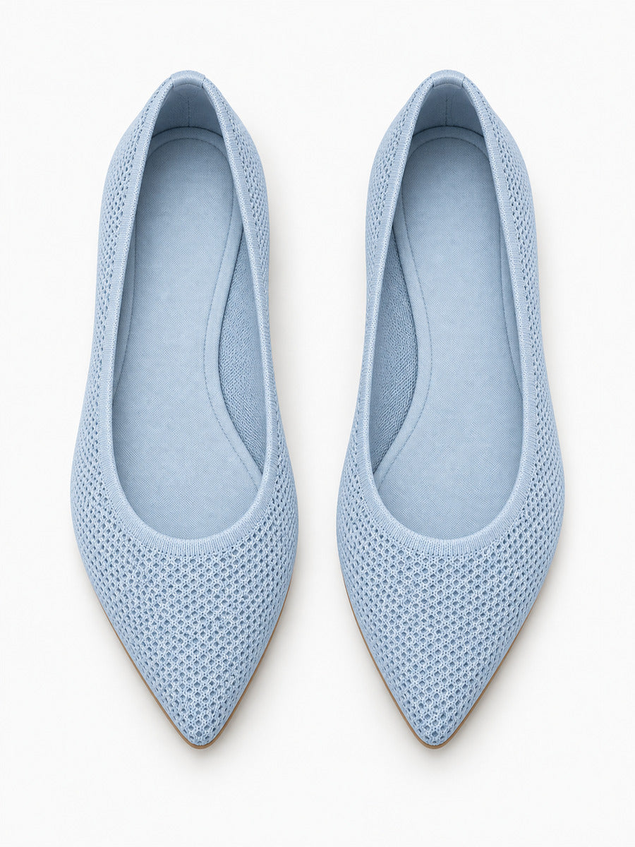 Sélène – Ballerine en maille femme – Bleu — dessus