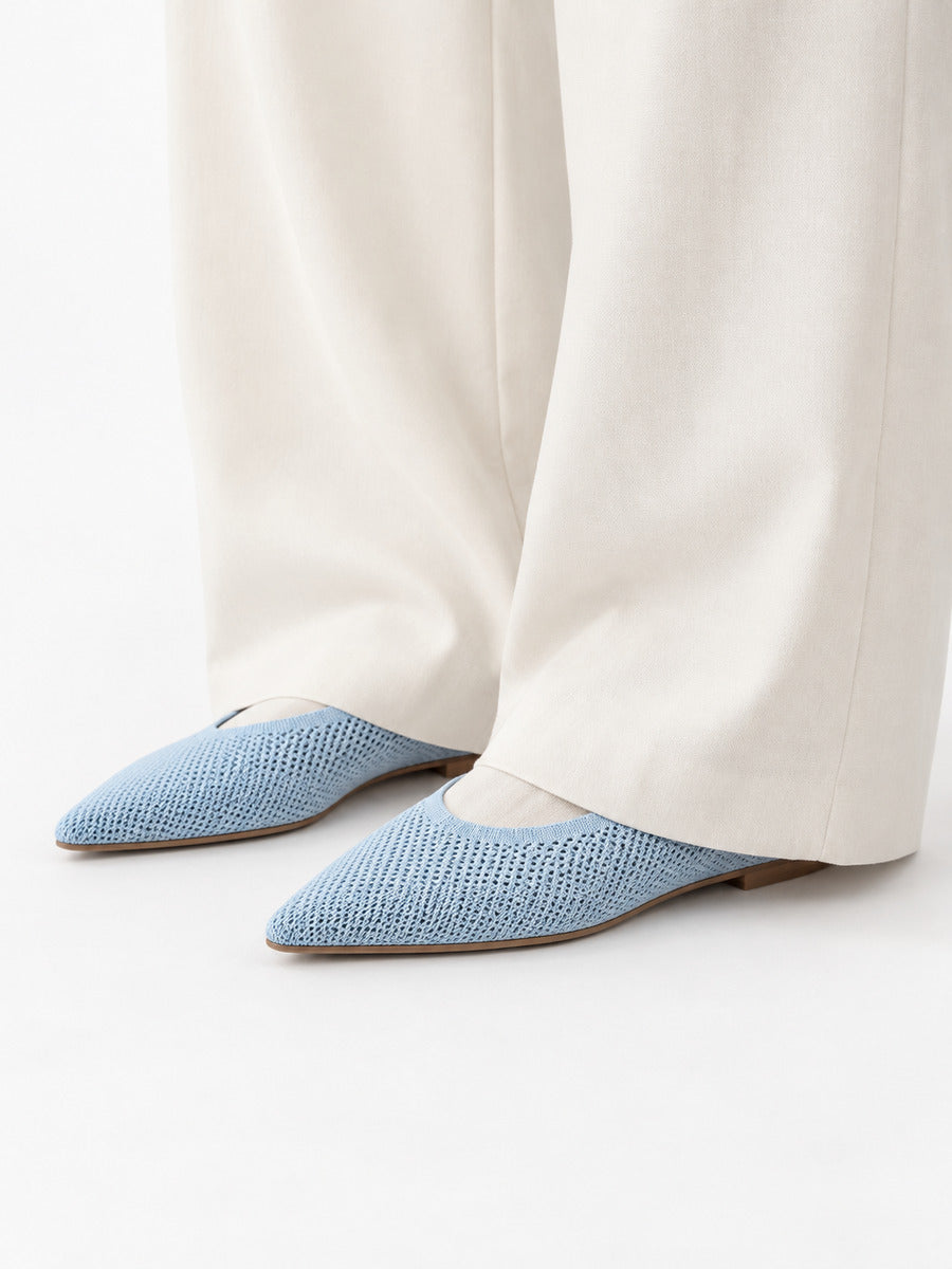 Sélène – Ballerine en maille femme – Bleu — portée