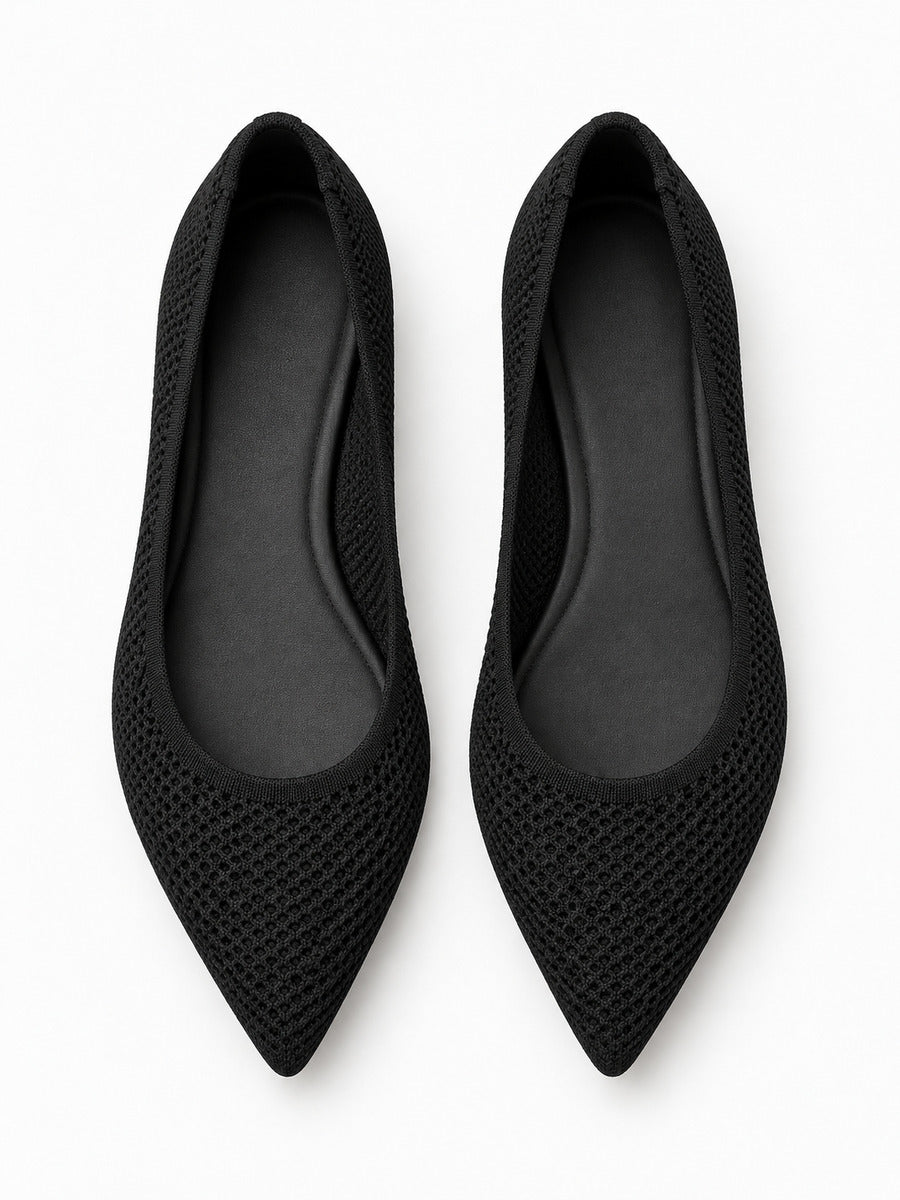 Sélène – Ballerine en maille femme – Noir — dessus