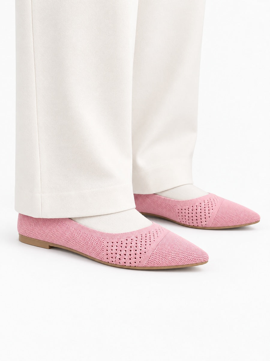 Sélène – Ballerine en maille femme – Rose — portée