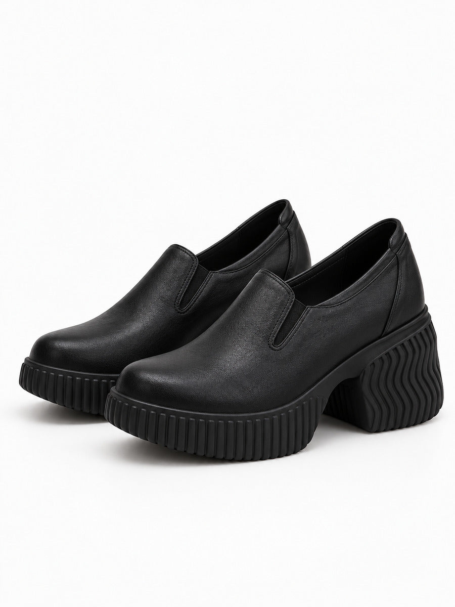 Séverine – Mocassin à talon compensé femme – Noir