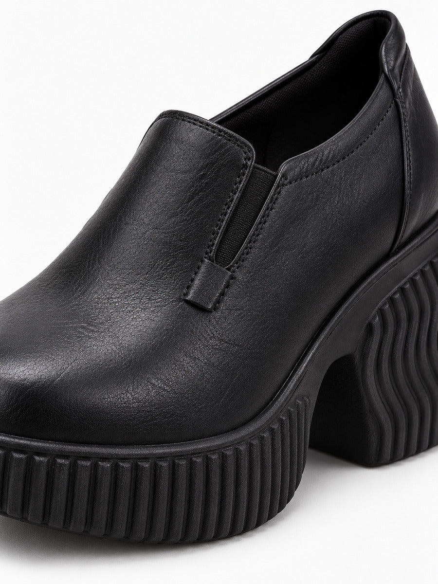 Séverine – Mocassin à talon compensé femme – Noir