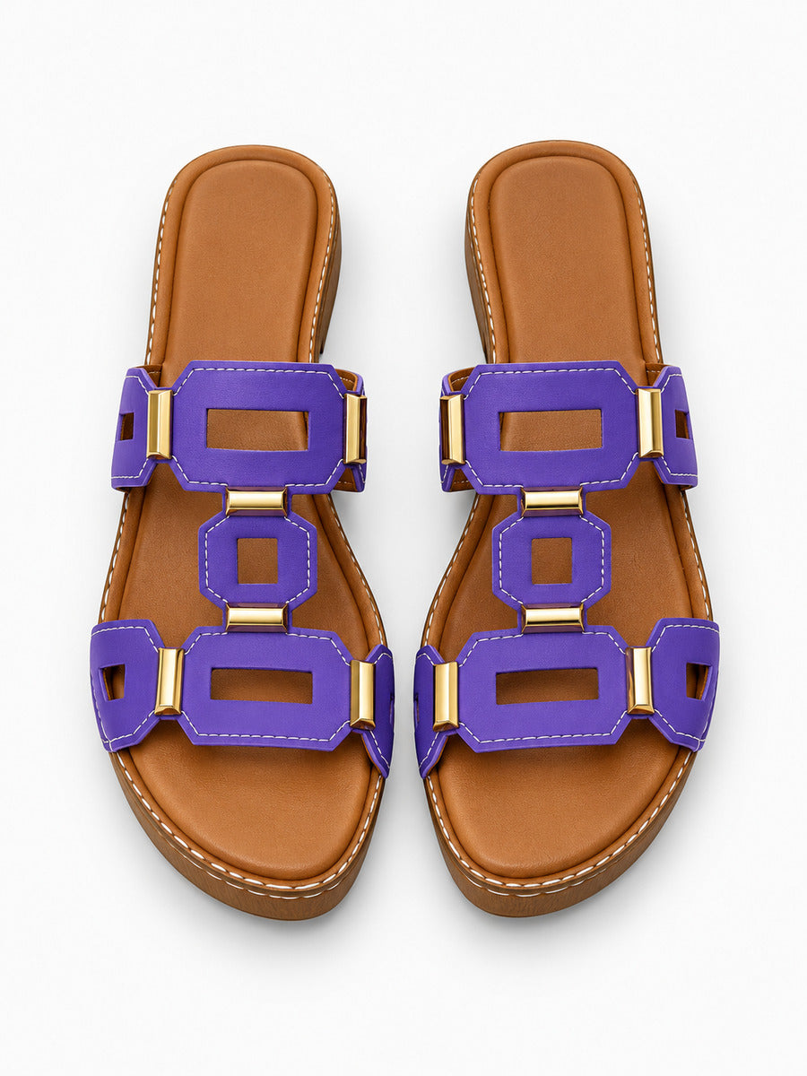 Solange – Sandale compensée romaine ouverte femme – Violet — dessus