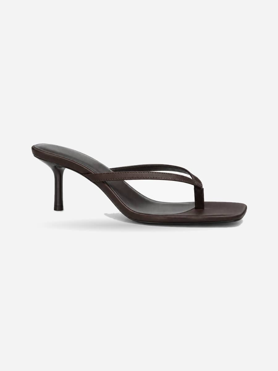Sophie-Rose – Mule à talon haut bout carré femme – Marron — profil droit