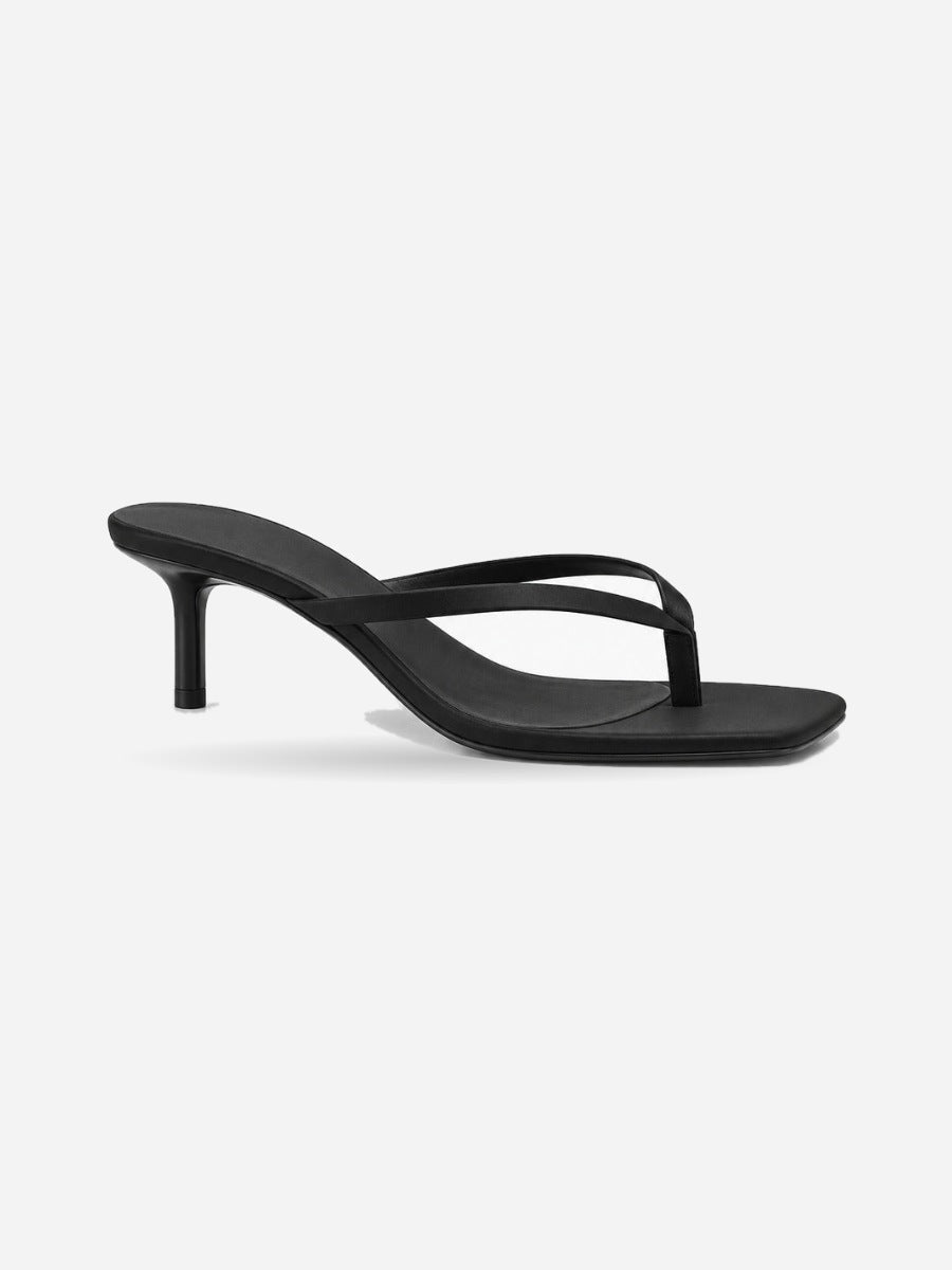Sophie-Rose – Mule à talon haut bout carré femme – Noir — profil droit