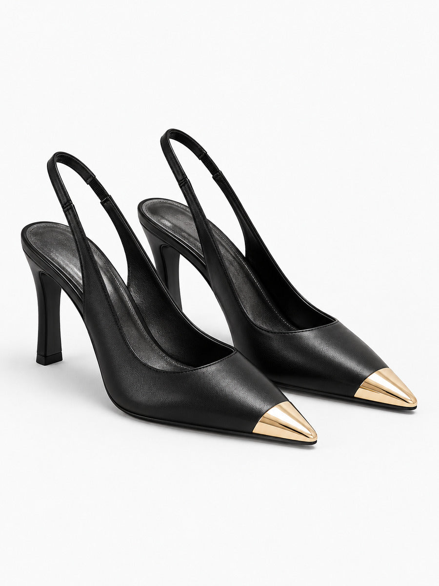 Stella – Sandale à talon carré métallique femme — paire 3/4