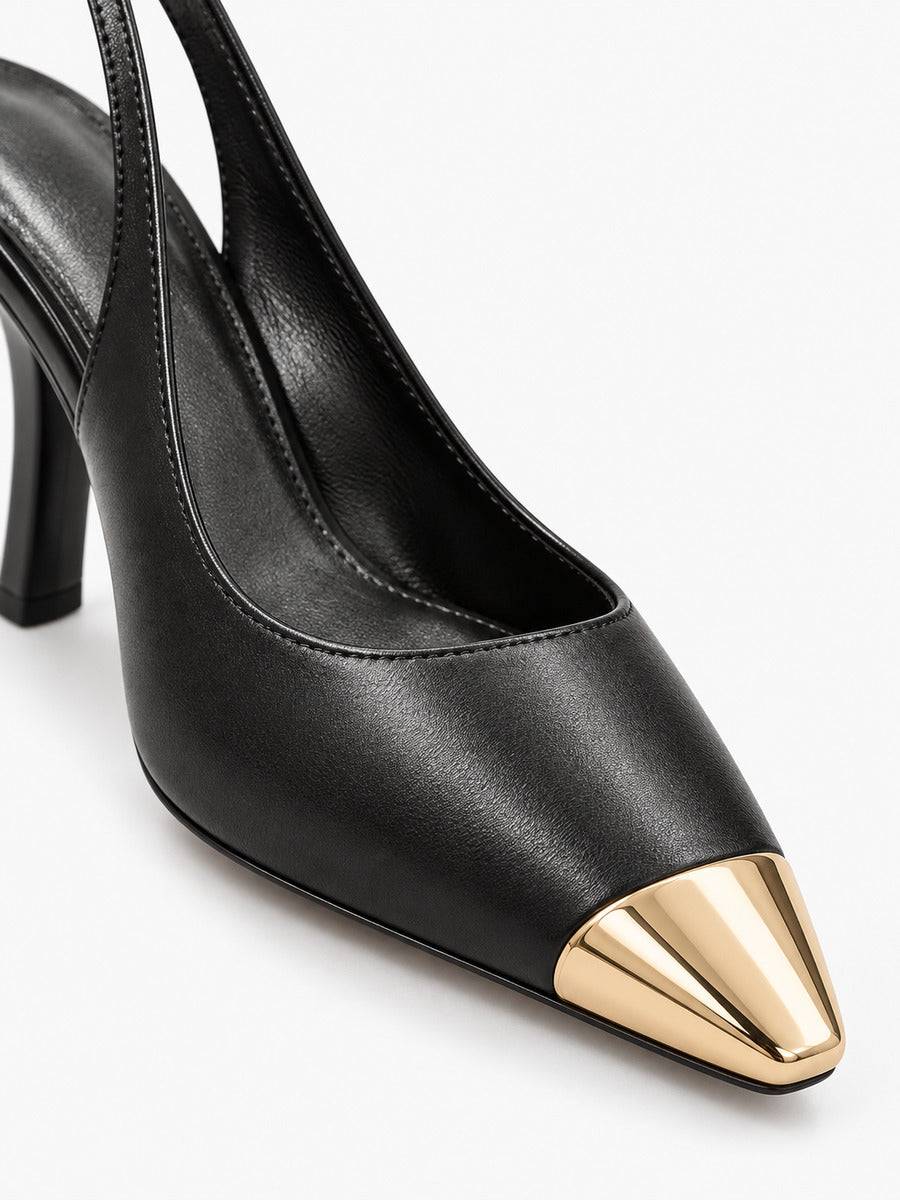 Stella – Sandale à talon carré métallique femme — détail