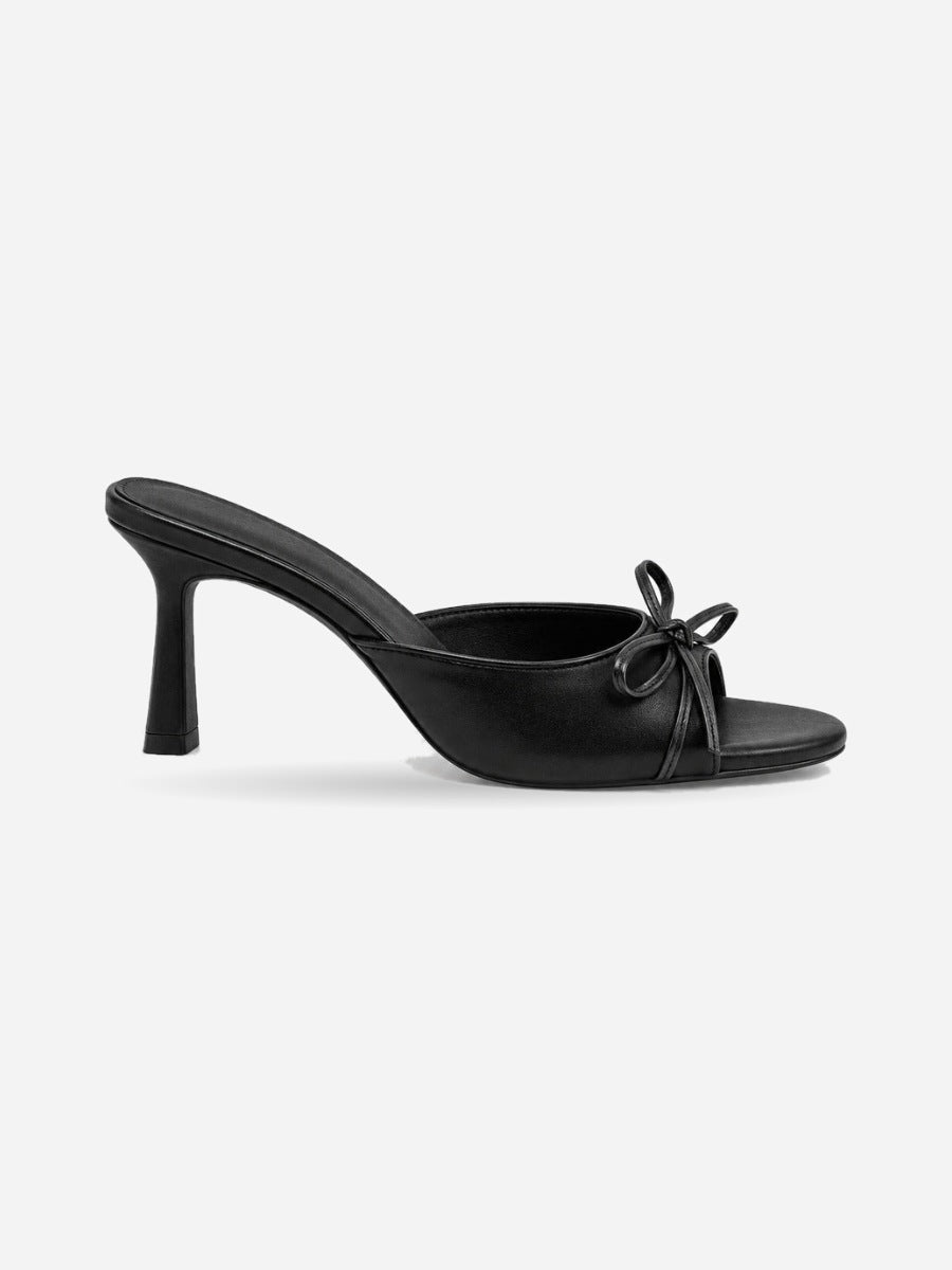 Stella-Rose – Mule de soirée à talon haut et nœud femme – Noir — profil droit