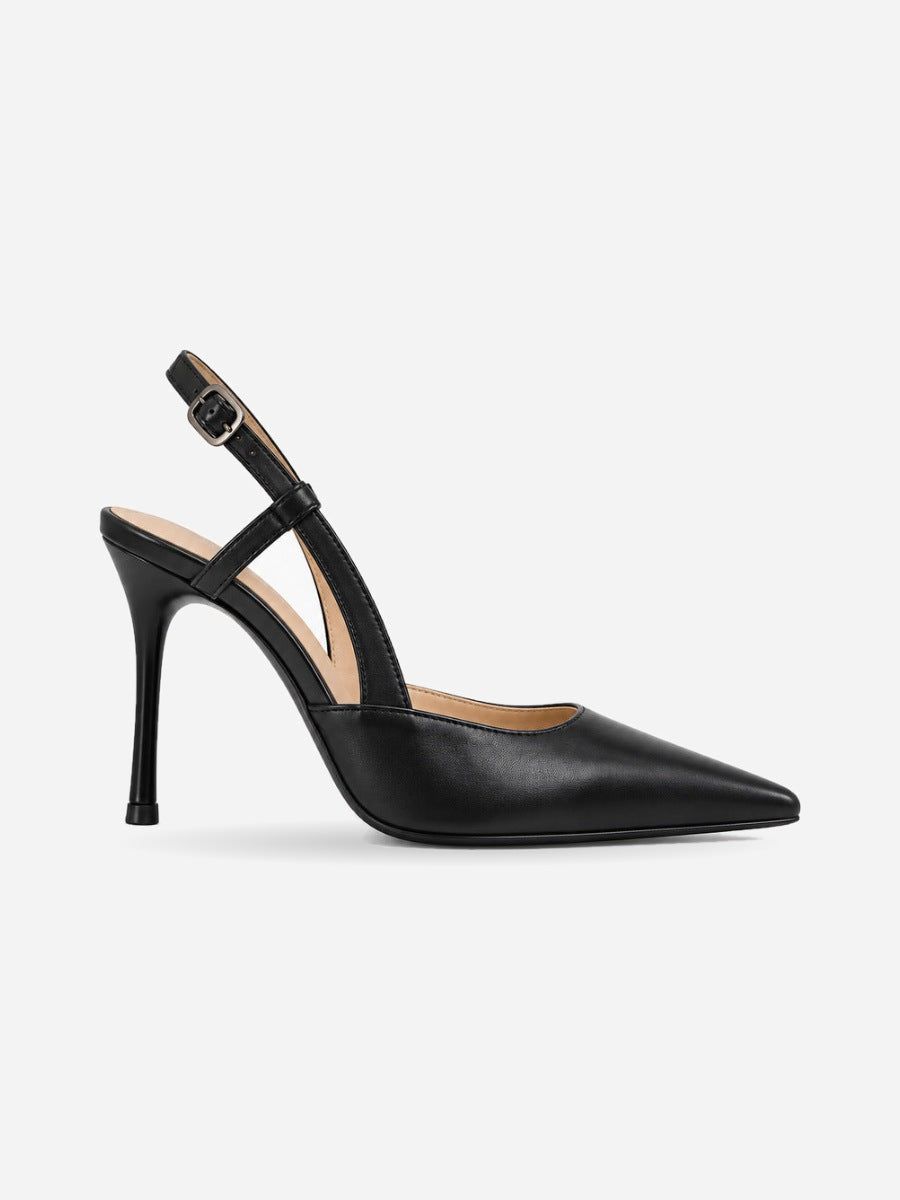 Stéphanie – Escarpin à bride arrière femme – Noir — profil droit