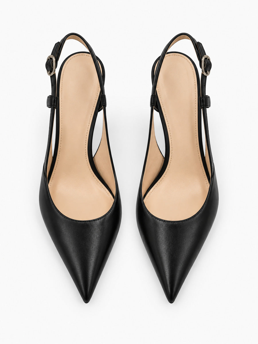 Stéphanie – Escarpin à bride arrière femme – Noir — dessus