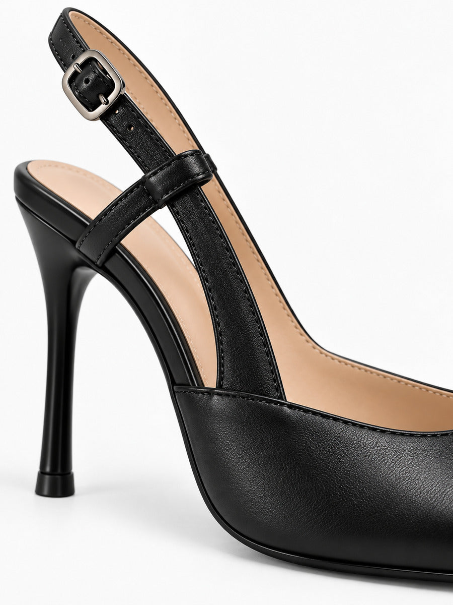 Stéphanie – Escarpin à bride arrière femme – Noir — détail