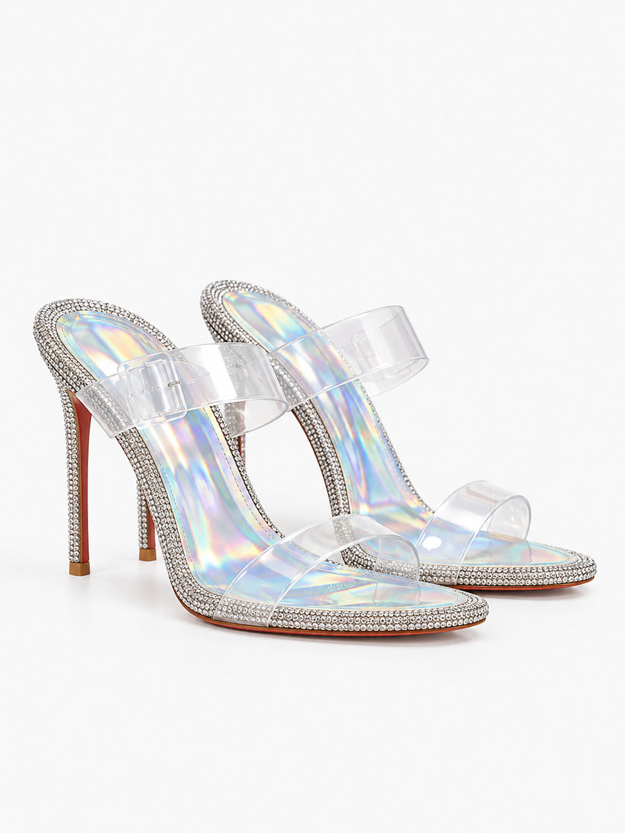 Suzanne – Sandale transparente à strass femme — paire 3/4