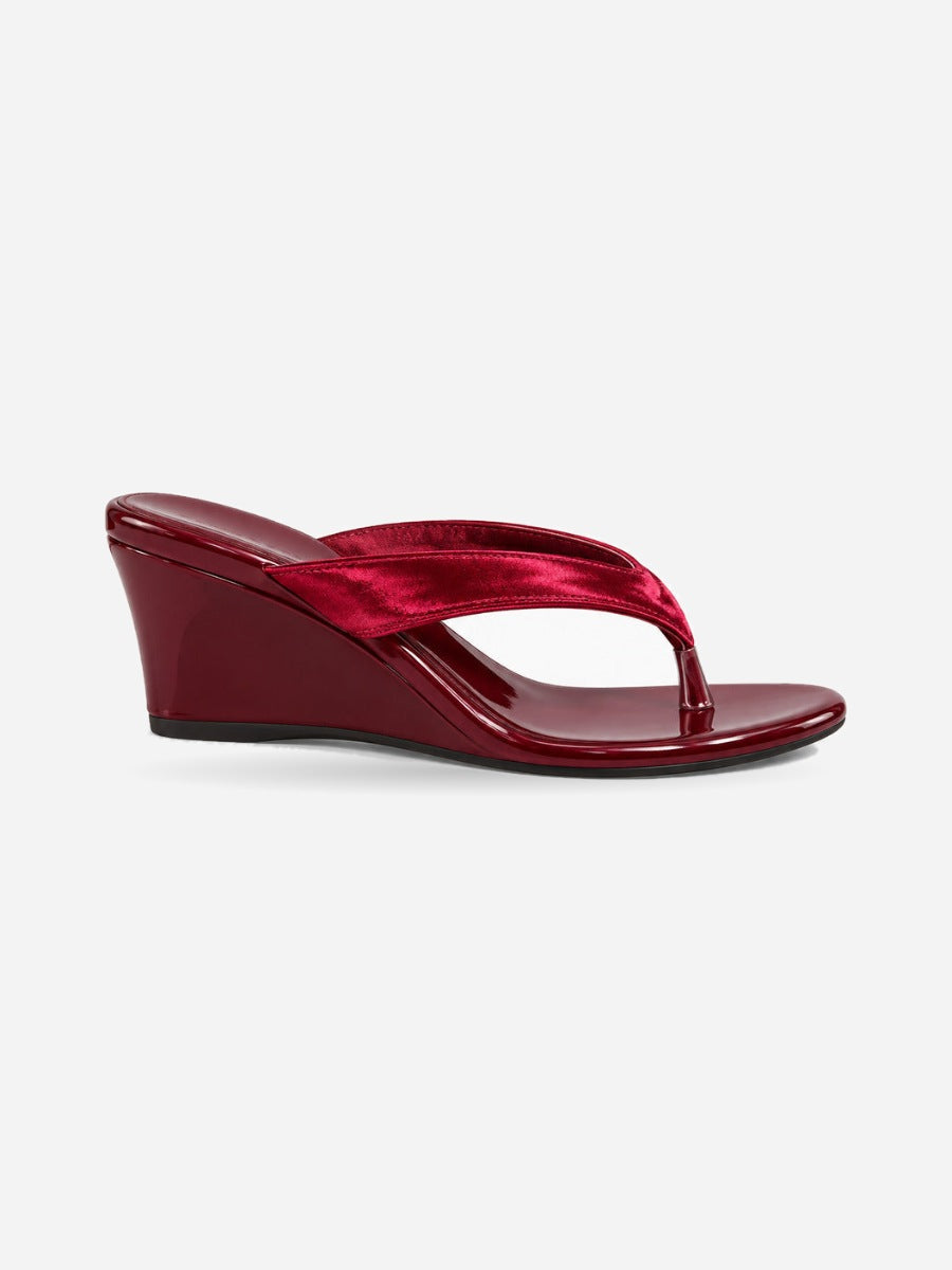 Tess-Marie – Sandale compensée antidérapante de plage femme – Rouge — profil droit