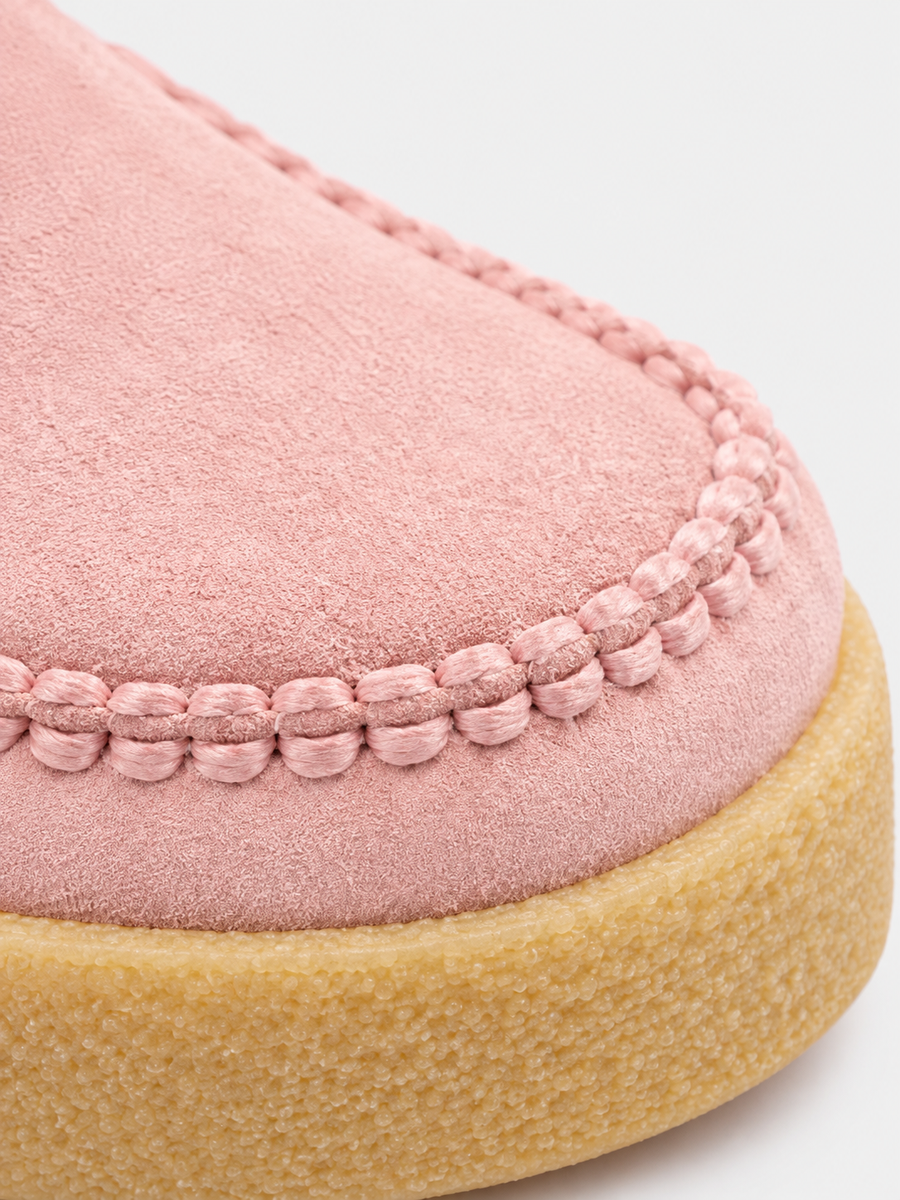 Théodora – Mocassin en daim à plateforme femme – Rose — détail