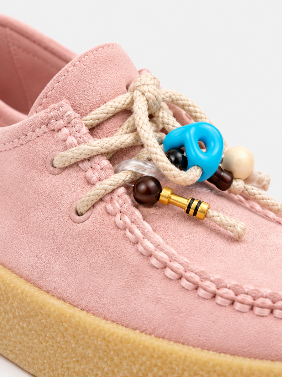 Théodora – Mocassin en daim à plateforme femme – Rose — détail