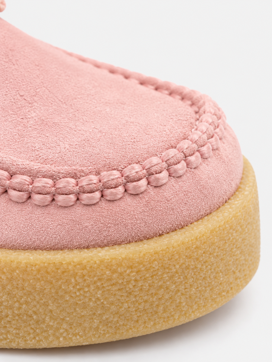 Théodora – Mocassin en daim à plateforme femme – Rose — détail
