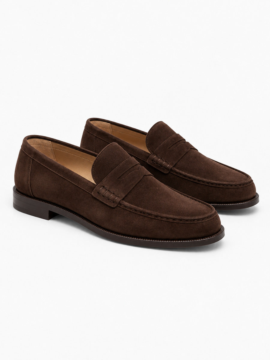 Timothée – paire de mocassins homme marron foncé, vue 3/4