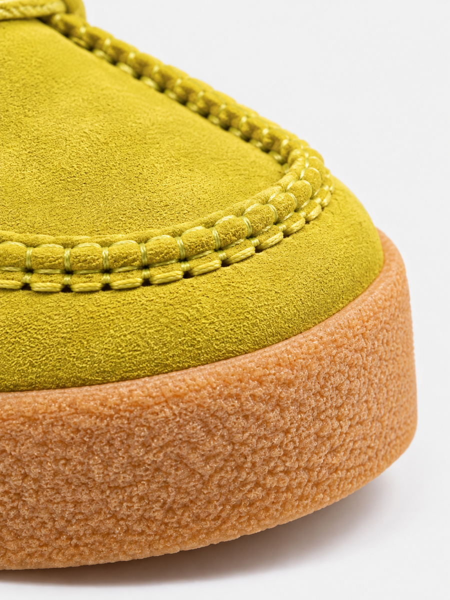 Ursule – Mocassin en daim à plateforme femme – Vert — détail