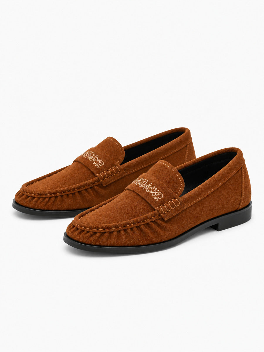 Valentin – paire de mocassins homme marron suédés, vue 3/4