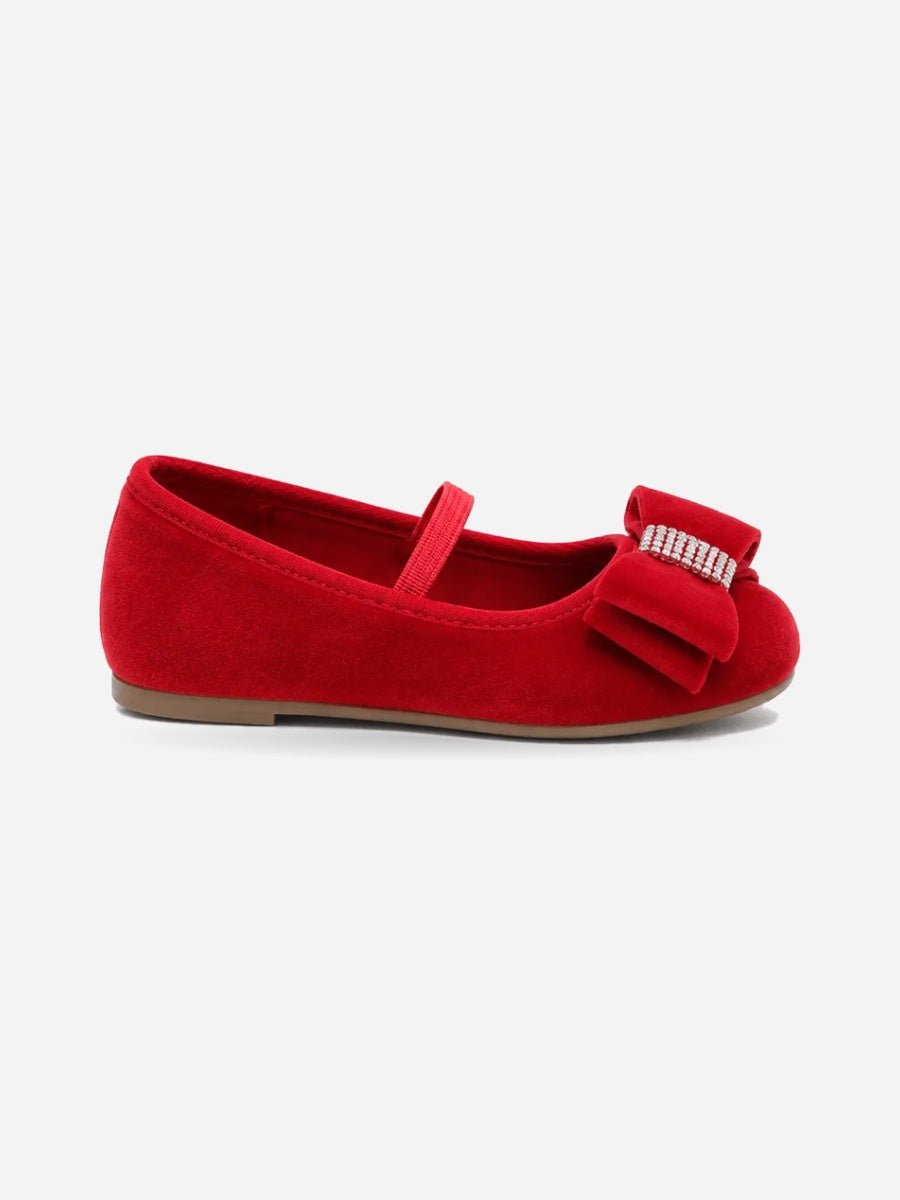 Valentine – Mocassin enfant fille – Rouge — profil droit