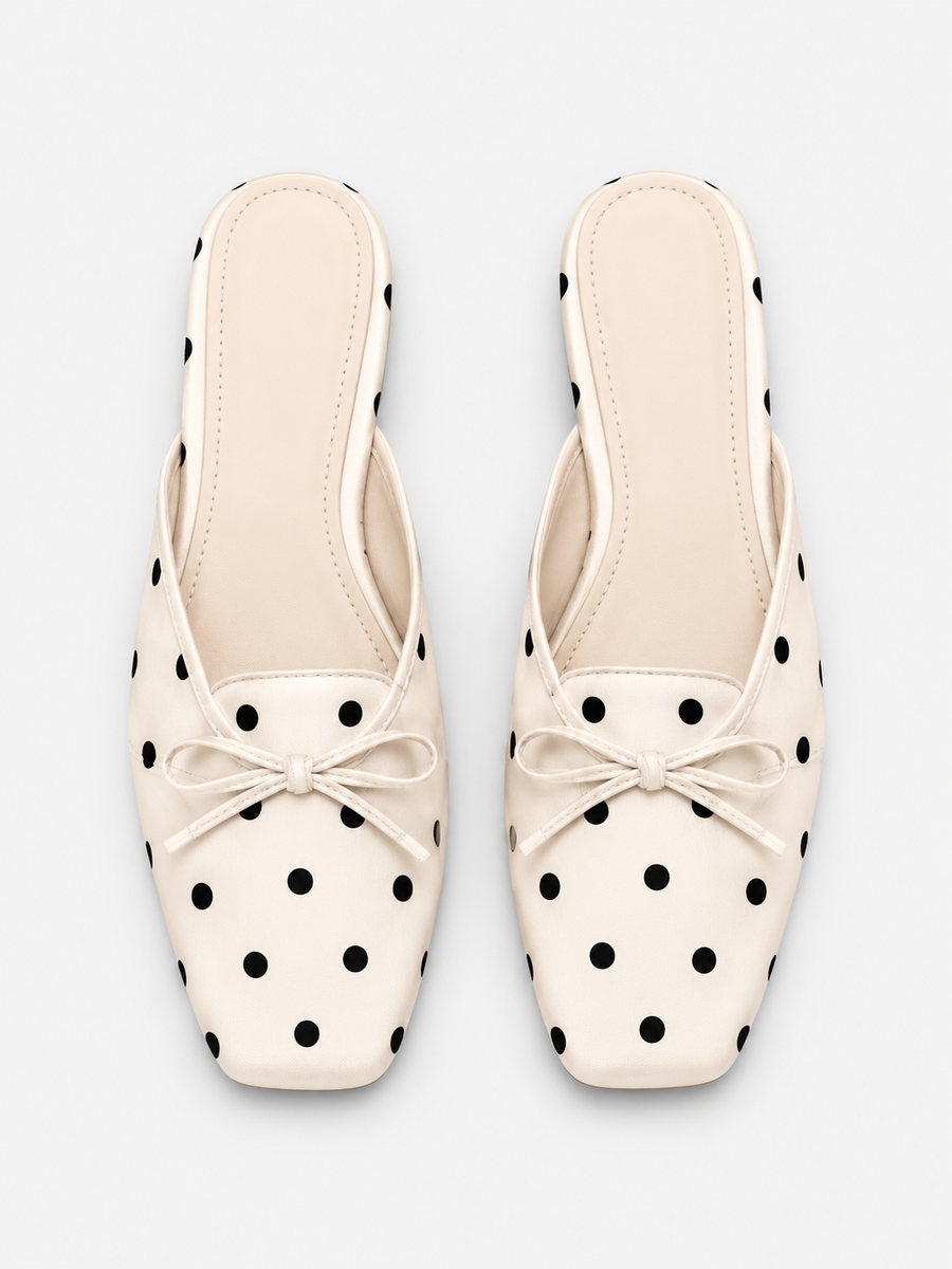 Victoria-Marie – Ballerine en satin à pois femme – Blanc — vue du dessus