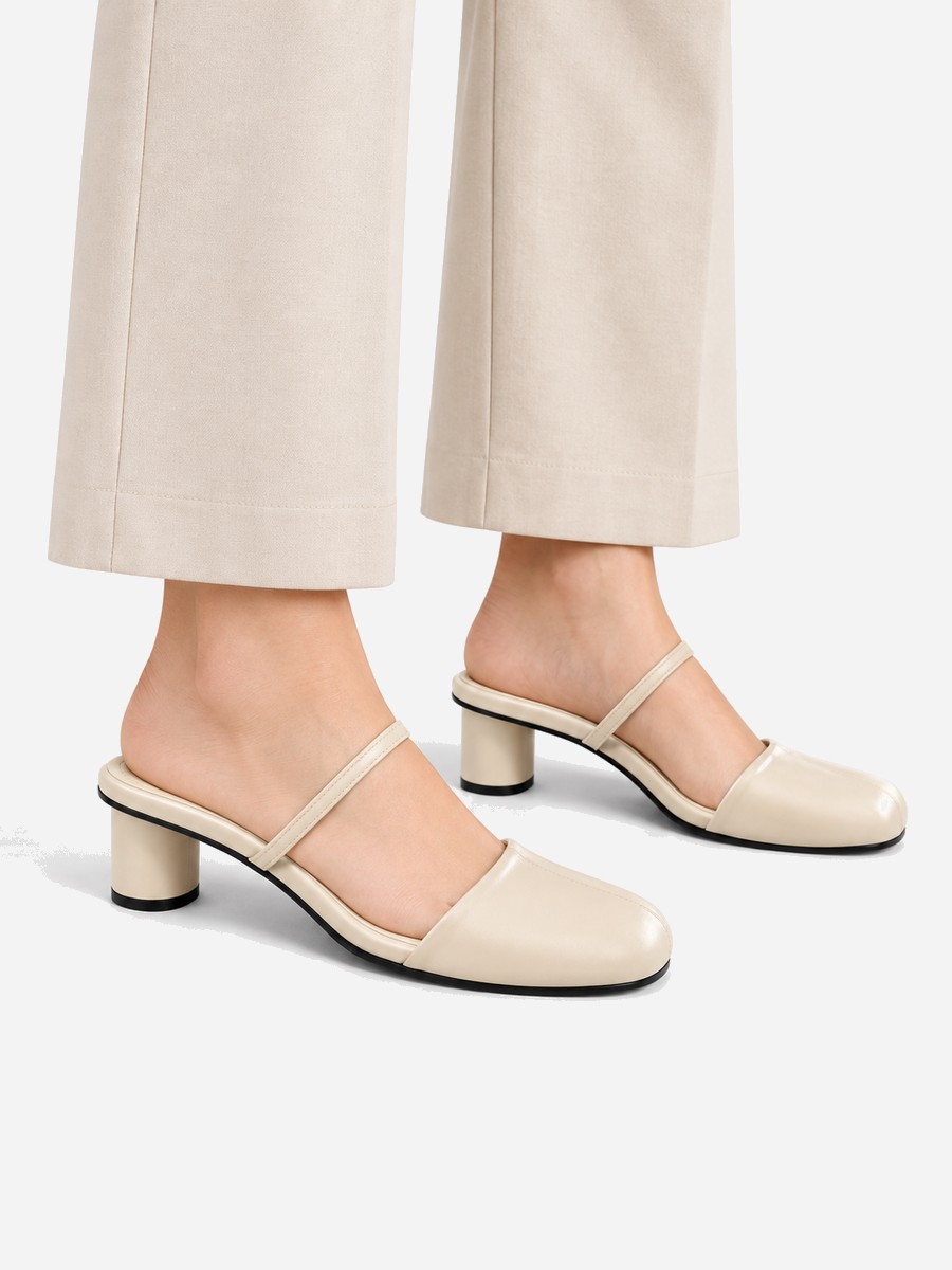 Victoria-Rose – Mule élégante à bride arrière femme – Beige — portée
