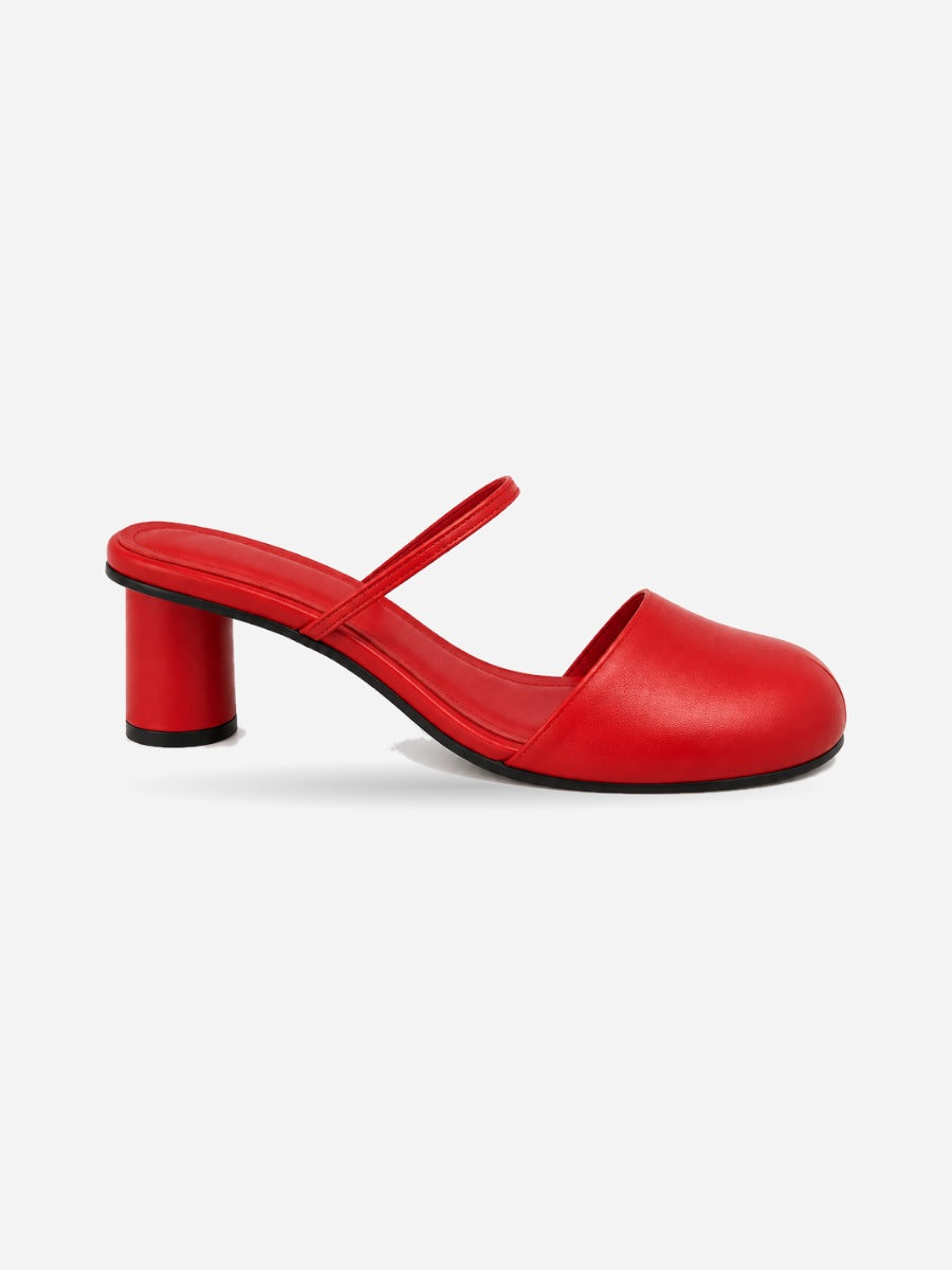 Victoria-Rose – Mule élégante à bride arrière femme – Rouge — profil droit