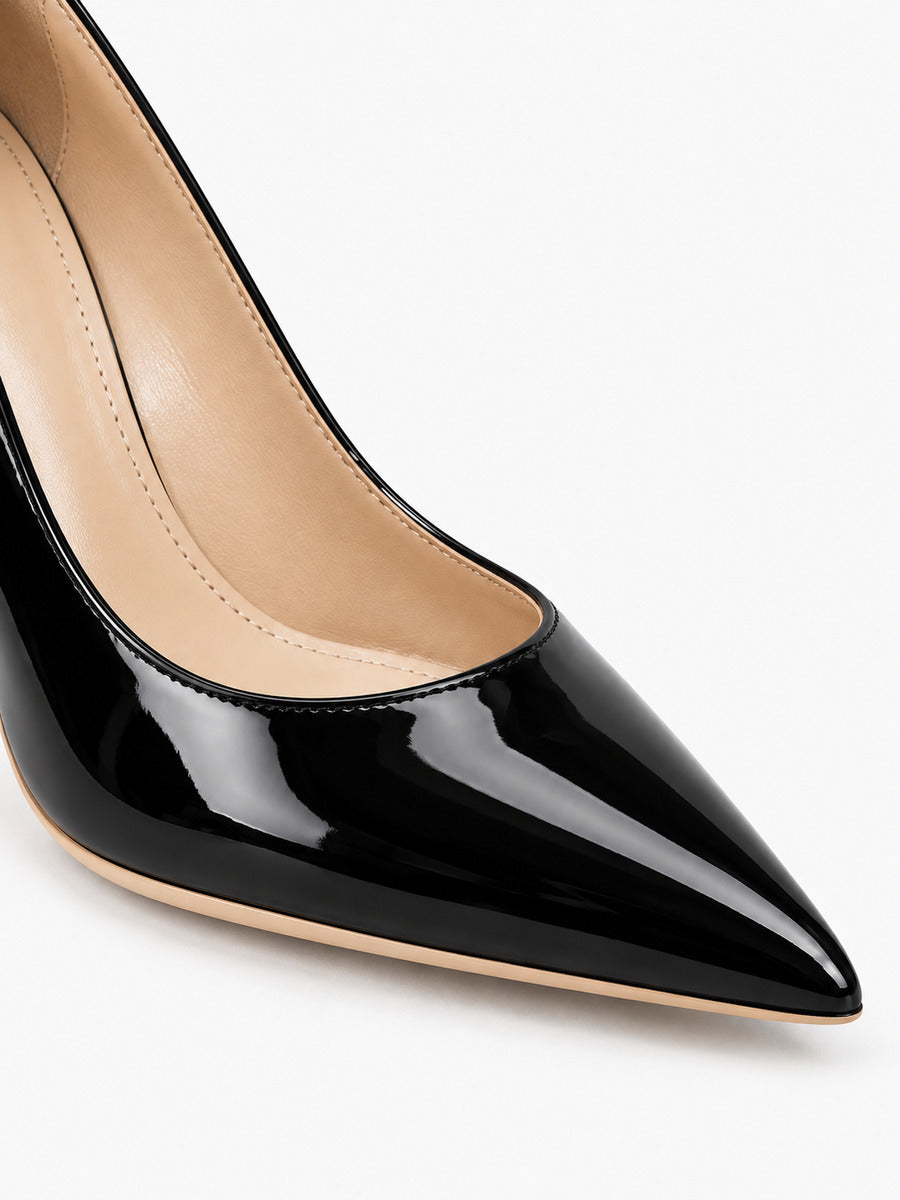 Violette – Escarpin noir à petit talon femme — détail