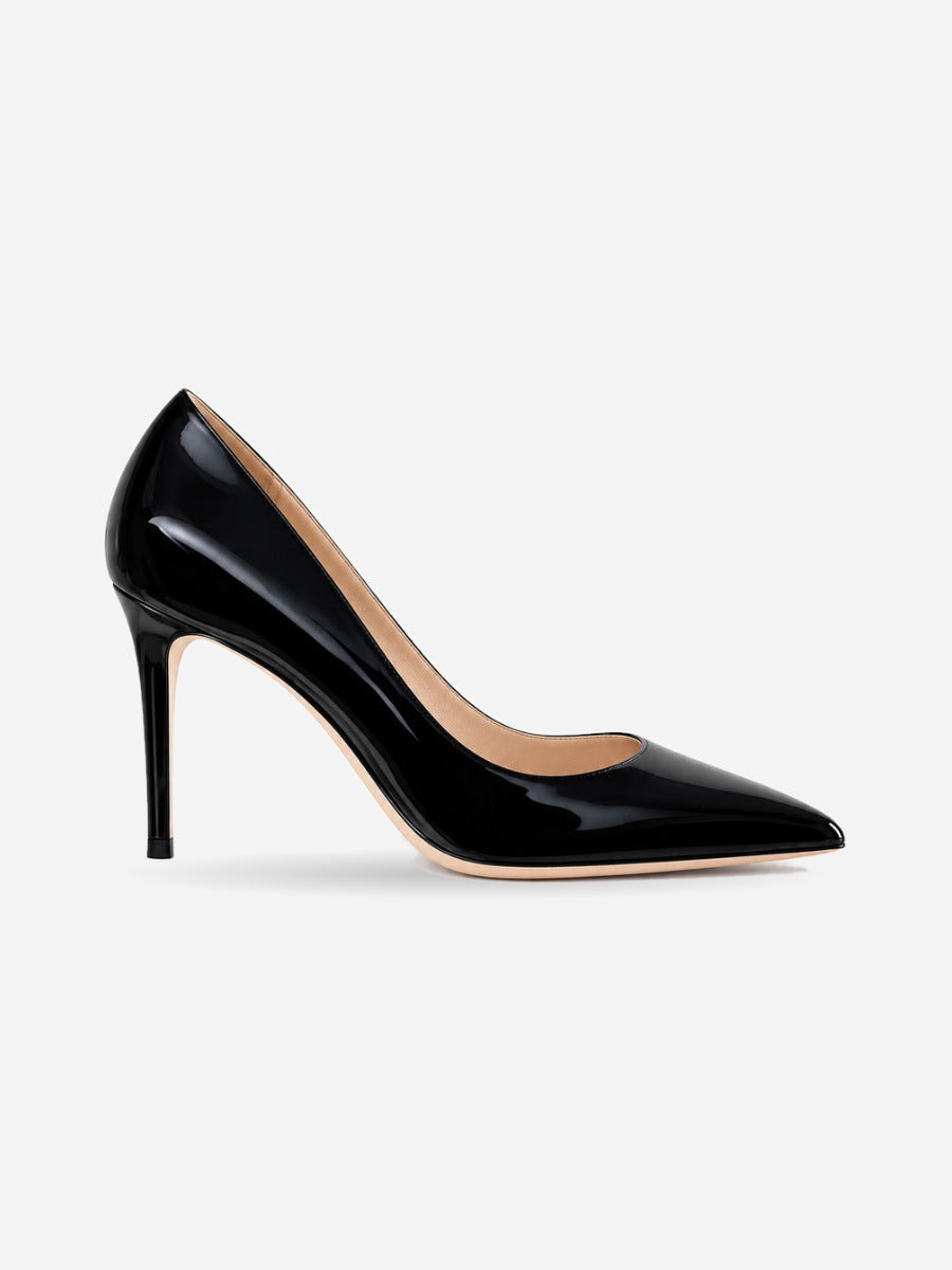Violette – Escarpin noir à petit talon femme — profil droit