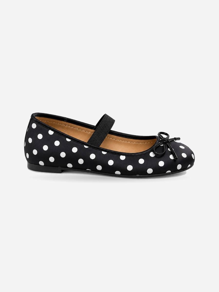 Violette-Marie – Babies à bride élastique et pois femme – Noir — profil droit