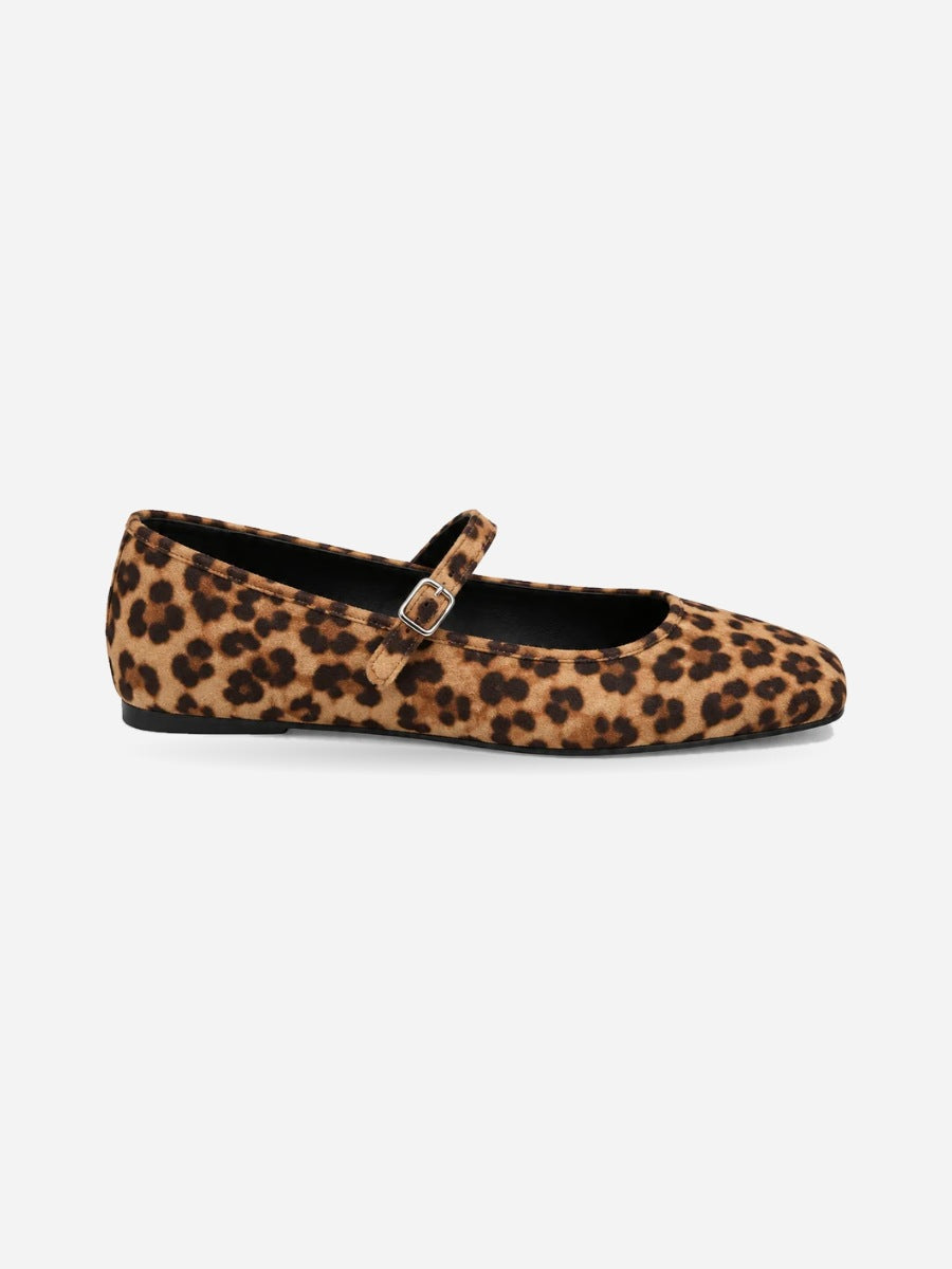 Violette-Rose – Ballerine léopard à boucle femme – Léopard — profil droit