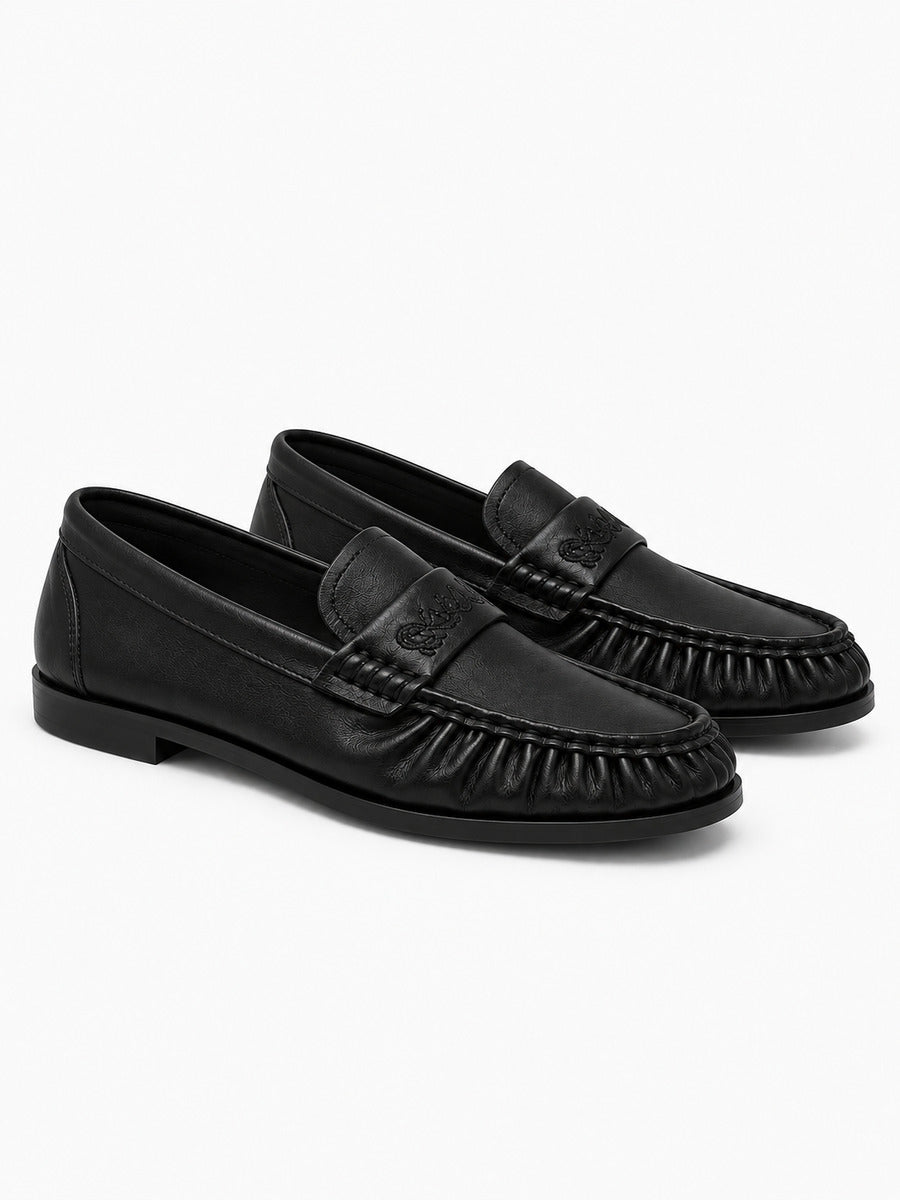 Wilfried – paire de mocassins homme noirs suédés, vue 3/4