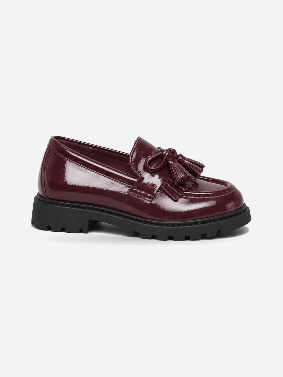 Zoé – Ballerine à pampilles enfant fille – Rouge — profil droit